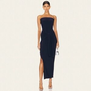 Norma Kamali Strapless All in One Side Slit Gown